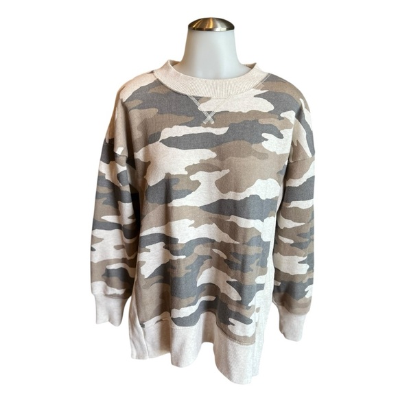 Aerie Camo Army Crew Neck Oversized Sweatshirt XS - Picture 1 of 7